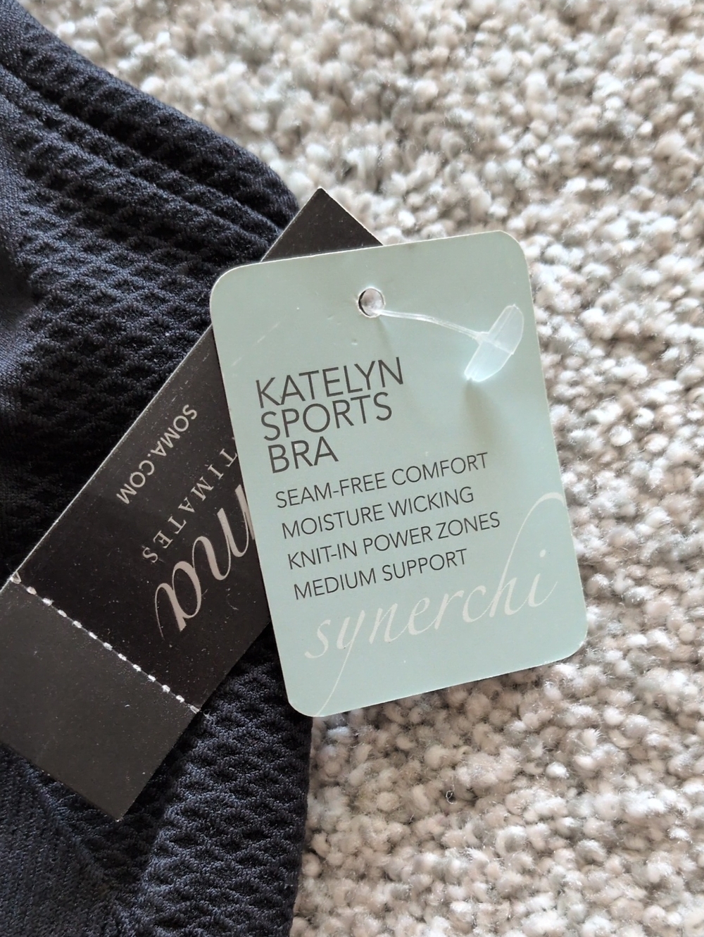 NWT Soma Katelyn Black Sports Bra Size Medium - Picture 2 of 6